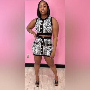 Stylish Rich Gal Patterned Skirt Set